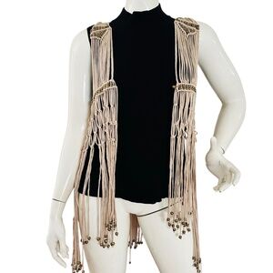 San Joy fringe vest beige size L